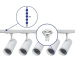 Complete Set 1-Phase Rail 3 Meter White | incl. 5x Spot + GU10 2700K 3W Dimmable + End Cap, Power Connector and I-Connector