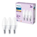 Multipack 3x Philips Bulb LED E14 Candle Frosted 5W 470lm - 827 Extra Warm White
