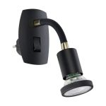 Eglo Wall Light Parrini Lamp with Plug Black 4.5W 345lm - 830 Warm White | IP20 - Incl. 1x GU10