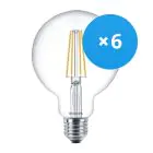 Multipack 6x Philips Corepro LED Globe E27 Filament Clear 95mm 7W 806lm - 827 Extra Warm White | Replaces 60W