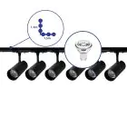Bright Choice Complete Set 1-Phase Rail L 1,5 x 1,5 Meter Black | incl. 6x Spot + GU10 2700K 3W Dimmable + End Cap, Power Connector and L -Connector